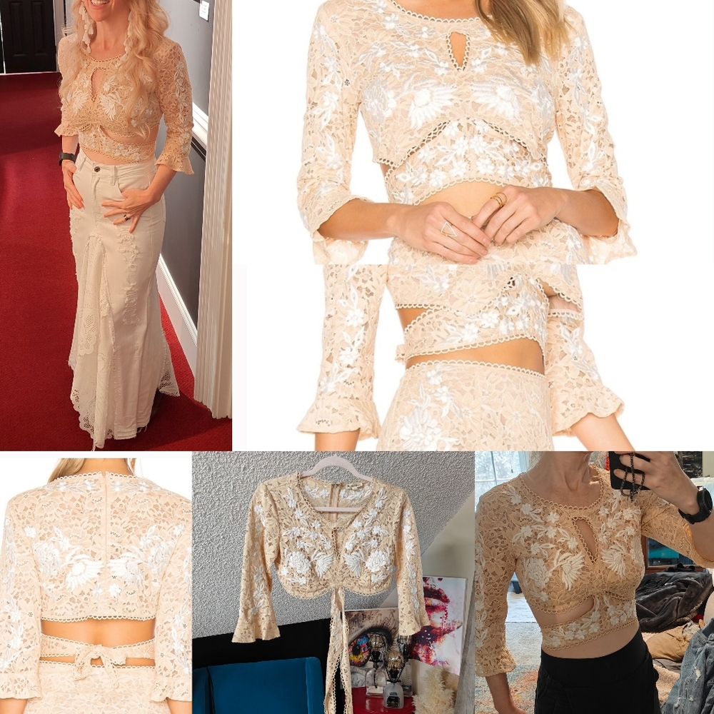 For Love And Lemons White Crop Blouse with Cut Out